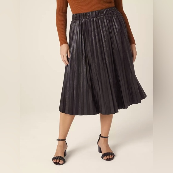 Lane Bryant Faux Leather Pleated Midi Skirt 18/20 - Picture 1 of 10